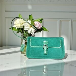 Elegant Green Suede Handbag